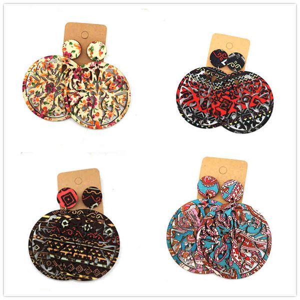 

round fabric wooden earrings can mixed 6 colors, Golden