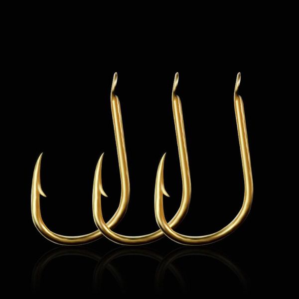 

fishing hooks 100pcs high carbon steel silver carp bait 5#-6#-8#-9# sharpened fishhooks gold sleeve hook set