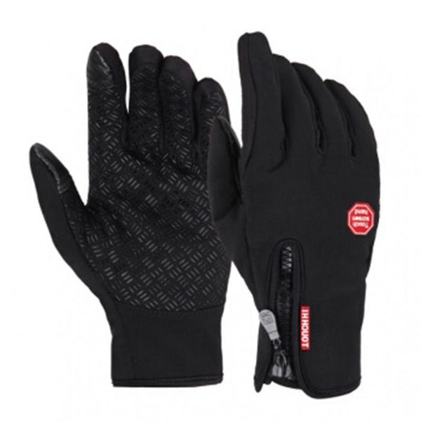 

cycling gloves touchscreen winter thermal warm bicycle bike ski outdoor camping hiking motorcycle sports golves, Black