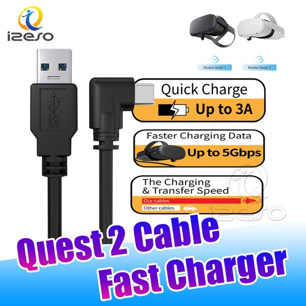 Para Oculus Link Cable Quest 2 VR Headset Cabos 10FT 16FT 20FT USB para Tipo C Sincronização de Dados Cabos Fast carregador Izeso