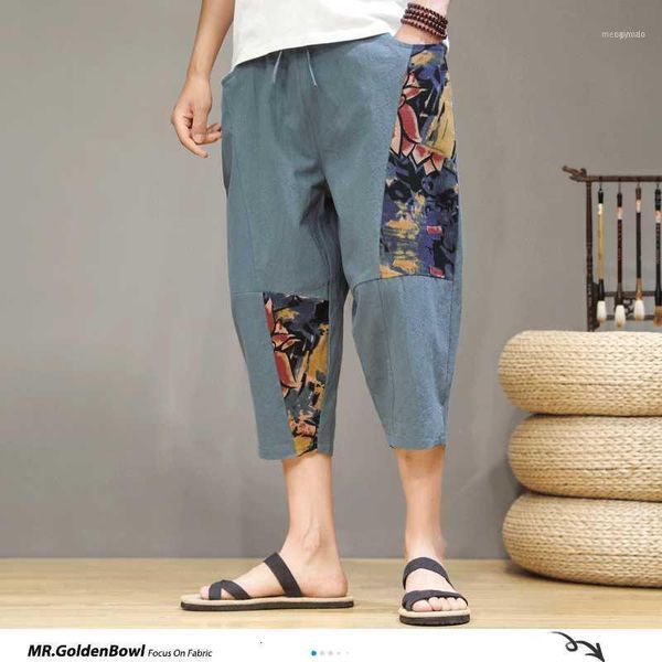 

men's pants mrgoldenbowl store male printed chinese style casual joggers clothes men loose plus size harem mens 2021 summer 5xl1, Black