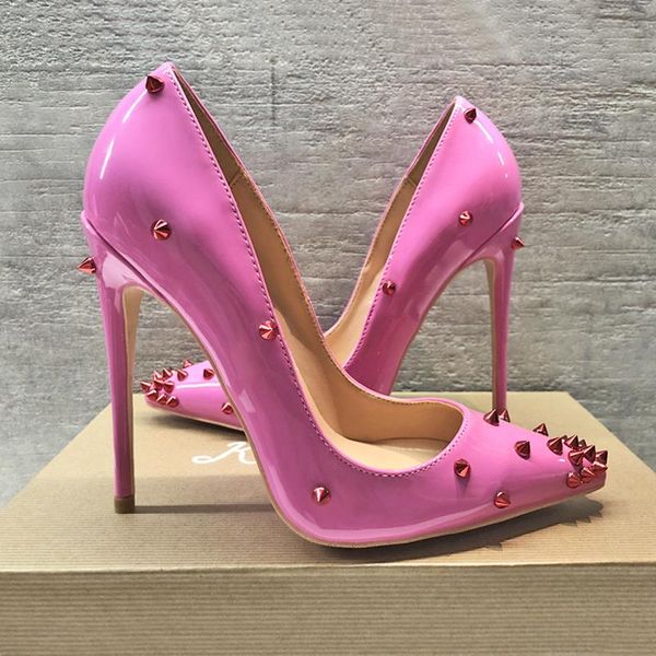 

dress shoes women high heels patent leather quality 10cm 12cm thin heel pumps point toe us8 yellow party wedding, Black