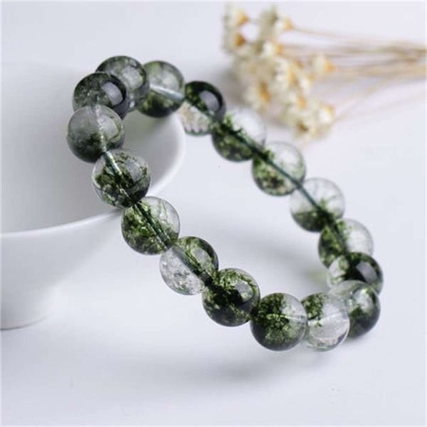 

natural crystal green olive crystal bracelet green tourmaline ghost, Black