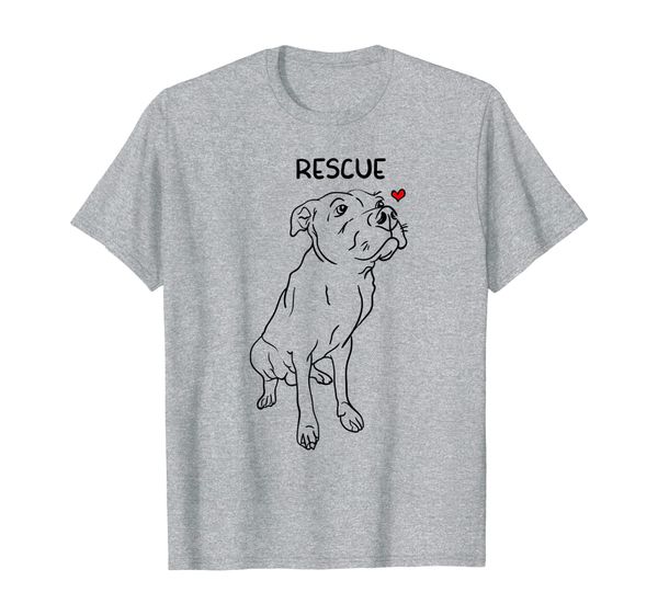 

rescue pitbull with heart dog mama papa men women gift t-shirt, White;black