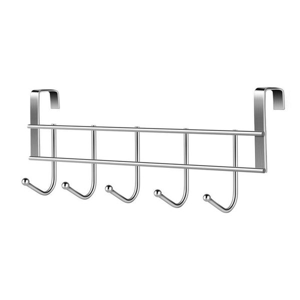 

over the door 5 hooks home bathroom organizer rack clothes coat hat towel hanger stainless steel good load-bearing hangers & racks