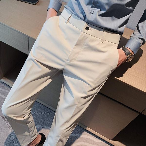 

men's suits & blazers autumn light luxury business dress pants slim casual office social suit pant fashion wedding groom trousers male, White;black