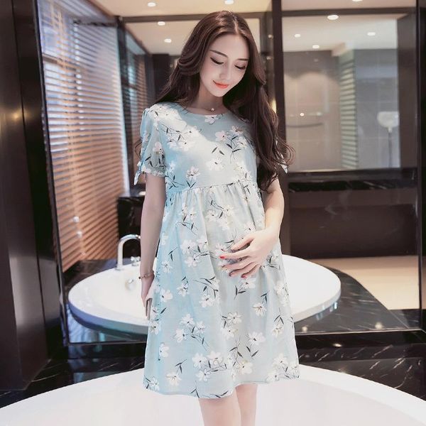 

maternity dresses brand women long nursing dress for pregnant pregnancy women's clothing mother home clothes -2xl, White