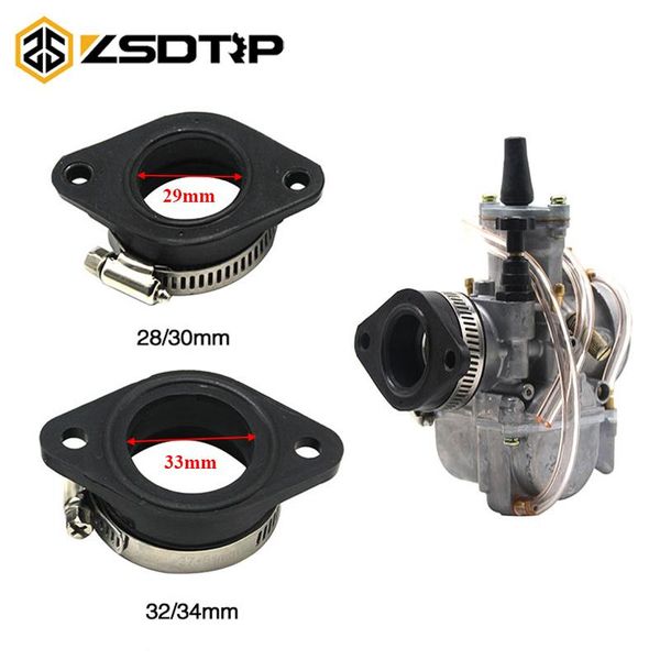 

motorcycle fuel system zsdtrp carburetor adapter inlet intake pipe rubber mat fit on pwk 28/30mm 32/34mm utv atv pit dirt bike