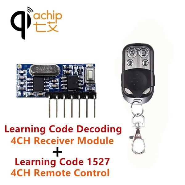

mhz remote control & 433.92mhz wireless receiver learning code 1527 decoding module 4ch output with button controlers