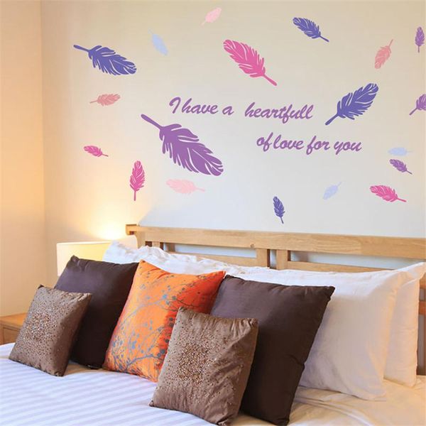 

wall stickers colourful birds feathers sticker for shop office house decoration bedroom living room mural art diy home decal