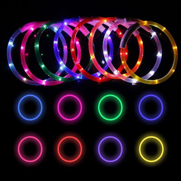 

dog collars & leashes led collar rechargeable flashing night luminous light safety glow for pet products accessories