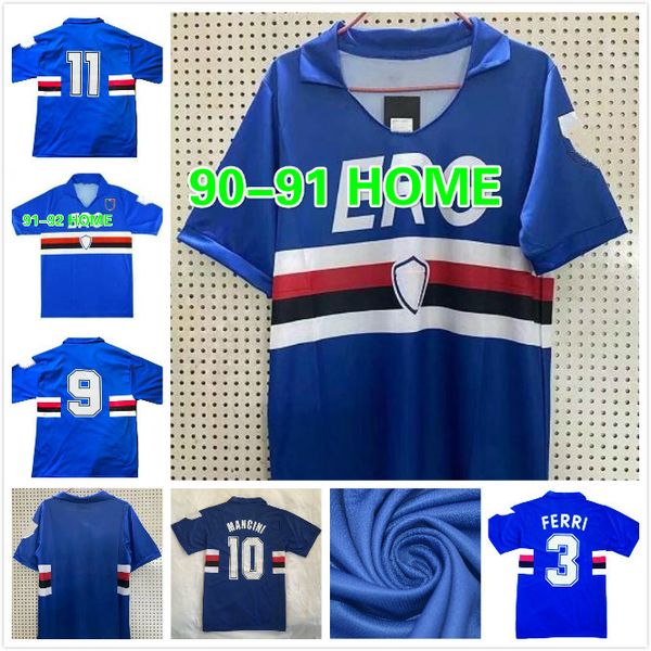 

1990 991 retro sampdoria mancini jerseys vialli rshirts italia calcio maglia football shirts praet linetty jeison murillo gabbiadini, Black