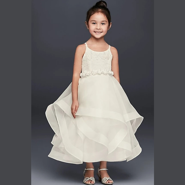 

girl's dresses a-line ankle length flower girl wedding tulle sleeveless spaghetti strap with tier, Red;yellow