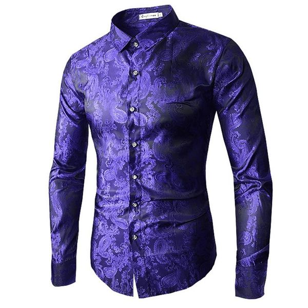 

2021 male long sleeve shirts red gold purple blue men's embroidery dress shirt fashion slim wedding party bussiness casual, White;black