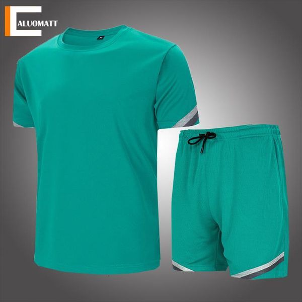 

casual sets summer patchwork men tracksuits slim fit sportswear t shirts 2 pieces shorts jogging sports gym suits, Gray