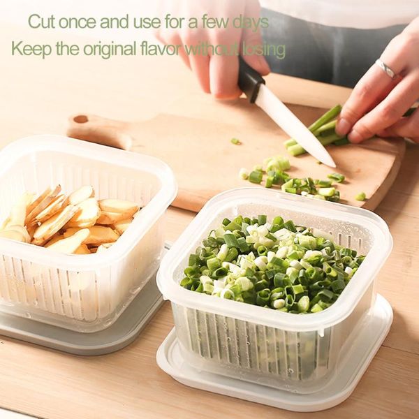 

storage bottles & jars creative drain sealed box for ginger garlic onion refrigerator food crisper debris fridge tray kitchen organizer