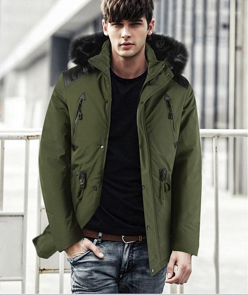 

men's jackets winter cotton padded clothes slim fit leisure plush thickened hooded wool collar, Black;brown