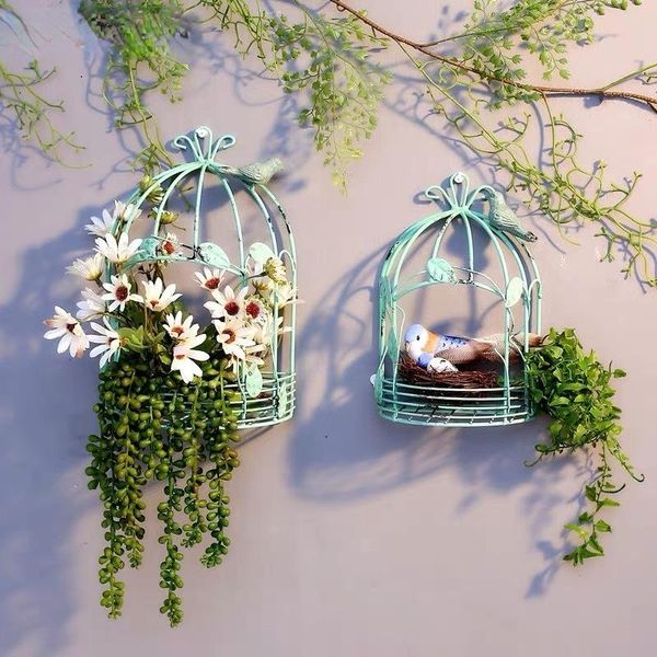 

decorative objects & figurines iron half bird cage wall hanging flower stand ornaments wedding decoration outdoor balcony home pendant pogra