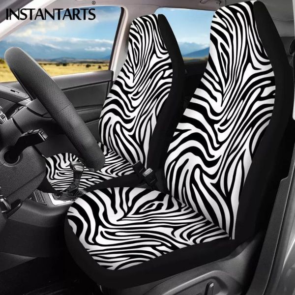 

zebra pattern black and white front car seat cover durable 2pack driver decor case leopard protector covers