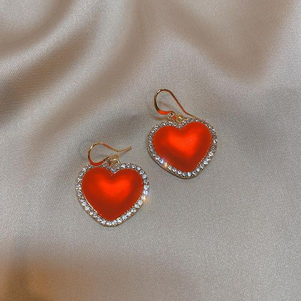 

stud lovely red heart earrings fashion jewelry 2021 trend for women lady girls accessories gift party wedding, Golden;silver