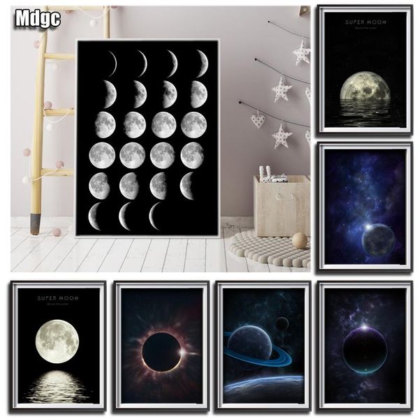 

paintings space moon planet universe supernatural scandinavian design style wall art canvas oil painting room baby kitchen girl bedroom