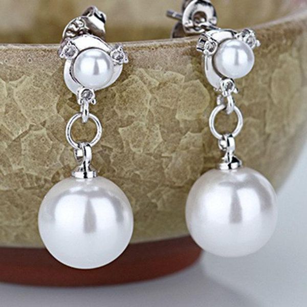 

double ball pearl stud earrings for women korean fashion 925 sterling silver geometry round female jewelry, Golden;silver