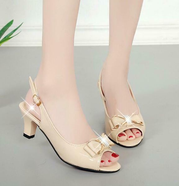 

elegant shoes womens slingbacks bowtie sandals high heels pumps summer party, Black