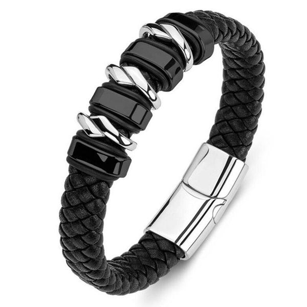 

charm bracelets simple and fashionable black multi-layer leather hand-woven bracelet men women casual street party jewelry gifts, Golden;silver