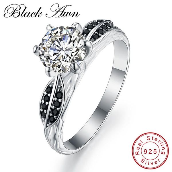 

cluster rings [black awn] arrive neo-gothic 2.7g 925 sterling silver jewelry trendy wedding for women engagement ring c120, Golden;silver
