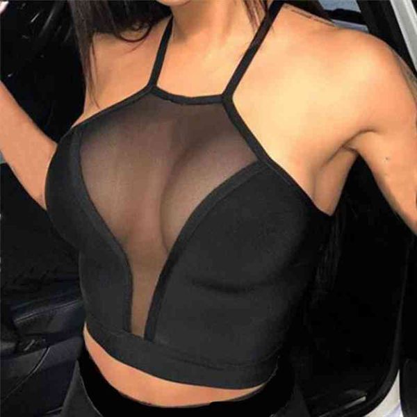 

mesh crop summer women cami casual vest blouse sleeveless sport see through transparent, White