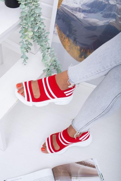 

sandals hera red white knitwear female sports shoes, Black