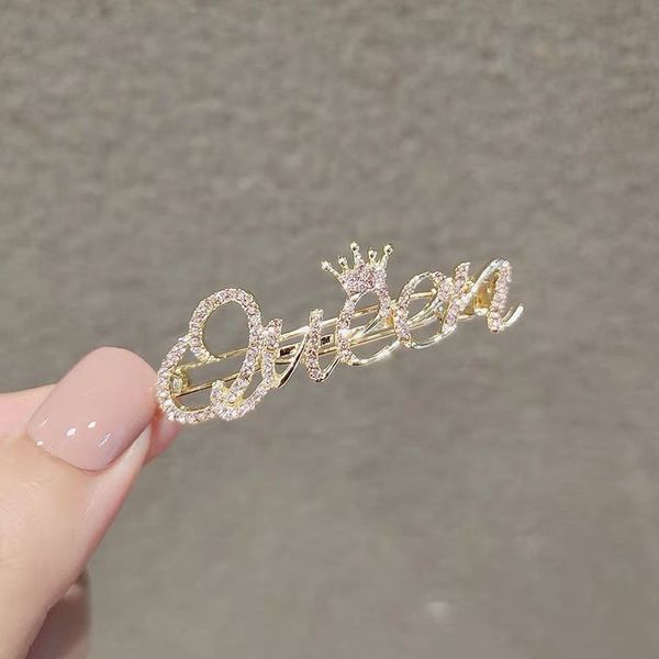 

2pic fashion hair pins pearl hairpin personality creative private custom english name pearls side clip mix and match aaa50, Black;brown