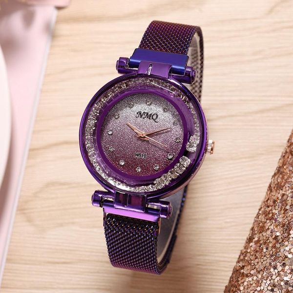 

wristwatches fashion magnet buckle milan belt watch women quartz mesh rhinestone bracelet watchband casual wristwatch gift for female wm1024, Slivery;brown