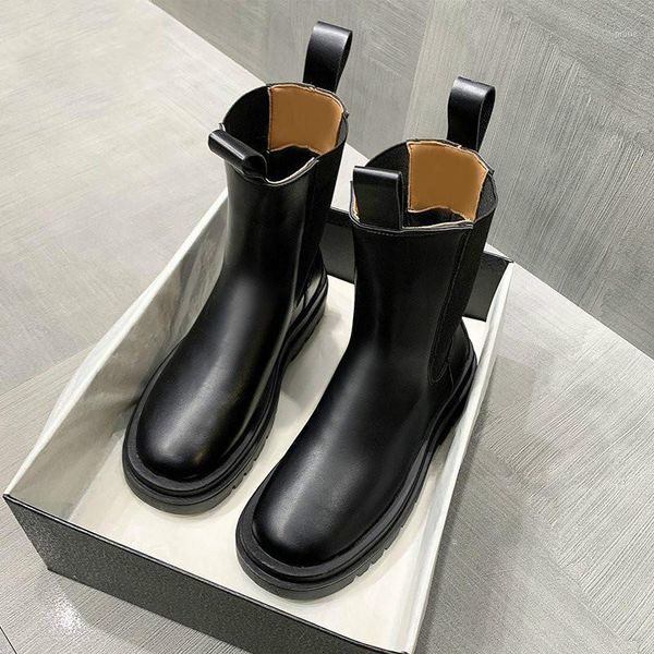 

boots 2021 women chunky fashion heel ankle woman autumn winter comfortable female platform pu1, Black