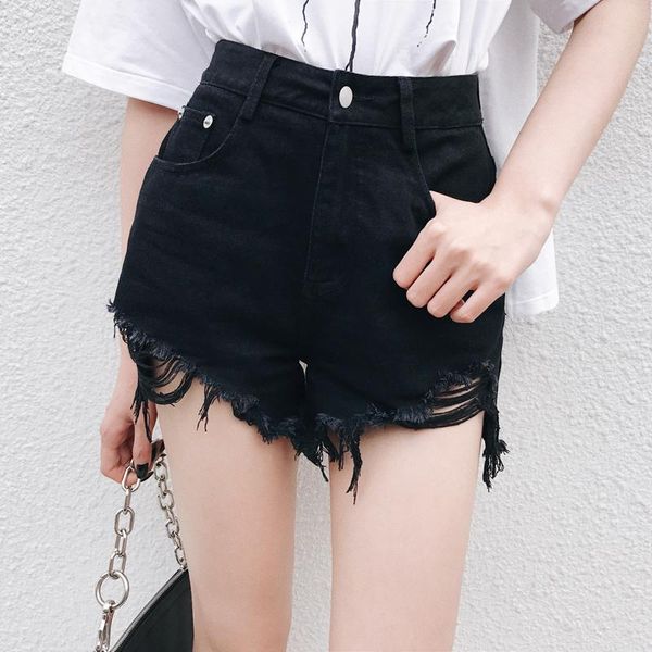 

women's jeans leixin original black denim high waist shorts with long legs through zui so far are slim and versatile, Blue