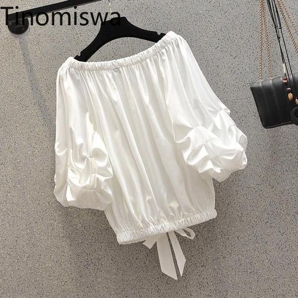 

women's blouses & shirts tinomiswa summer oversized tshirt women slash short sleeve unicolor casual plus size 4xl t shirt slim waist, White