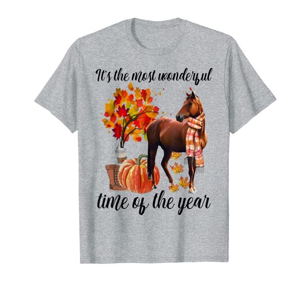 

it's the most wonderful time of the year horse fall autumn t-shirt, White;black