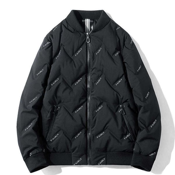 

black mens down jacket winter ultralight thick warm 90% white duck down coat parkas men casual print baseball jacket overcoats 210603