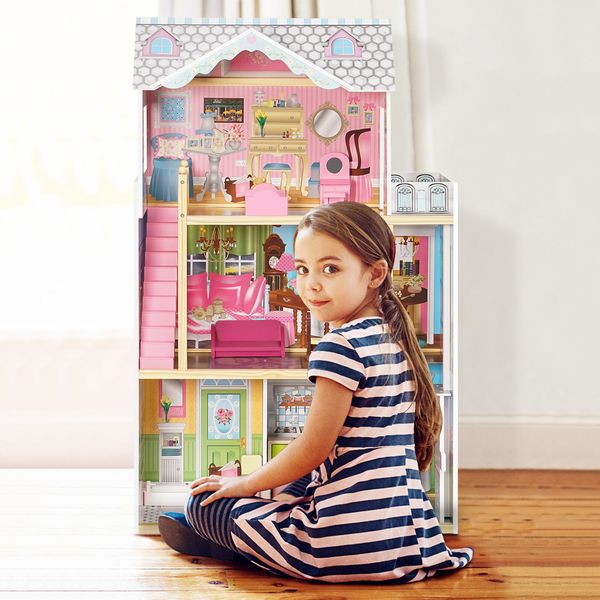 

big kids wooden dollhouse toy dream doll house gift for little girls 3 year olds