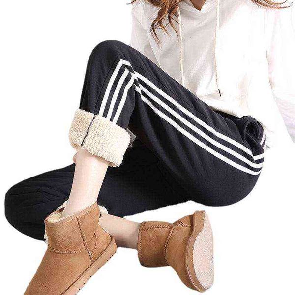 

winter cashmere sports pants women's wide leg loose large fat warm and thickened lantern, Black;white