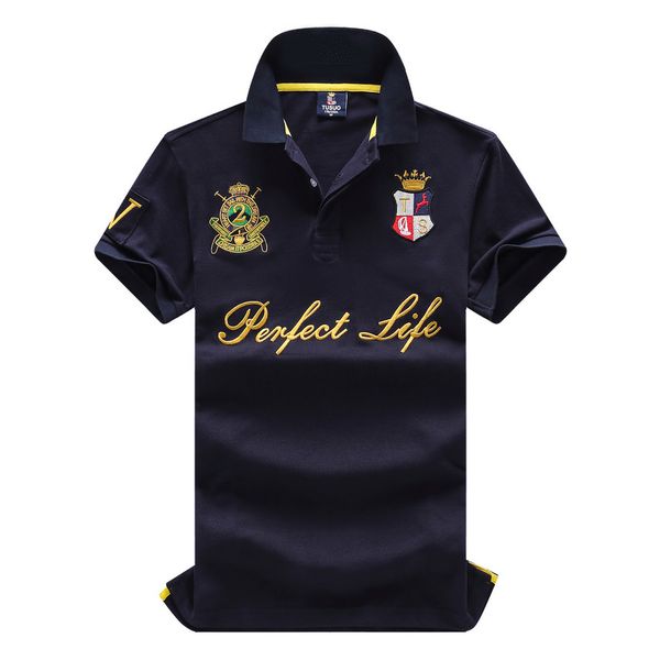 

Cotton embroidered short sved polo shirt, perfect liftyle, navy blue, White;black