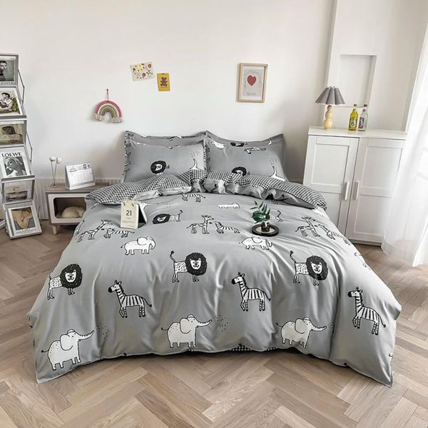 

bedding sets print duvet cover set single  king size flat sheet pillow cases linens
