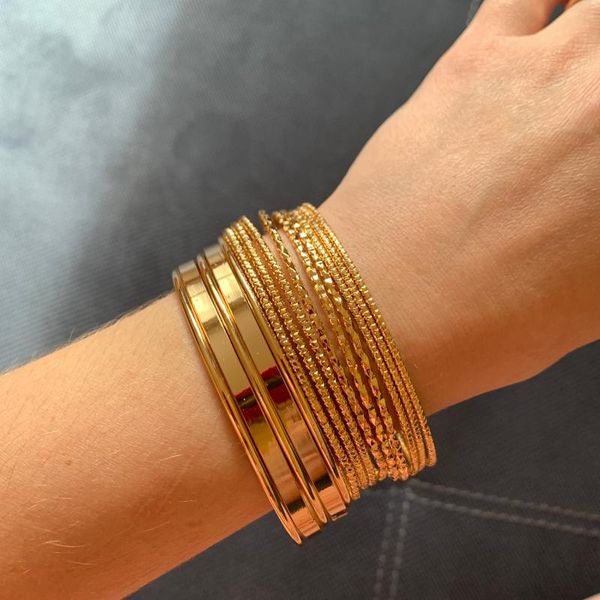 

charm bracelets 14pcs punk gold color for women fashion alloy metal unfading bangle bohemian jewelry accessories wholesale, Golden;silver