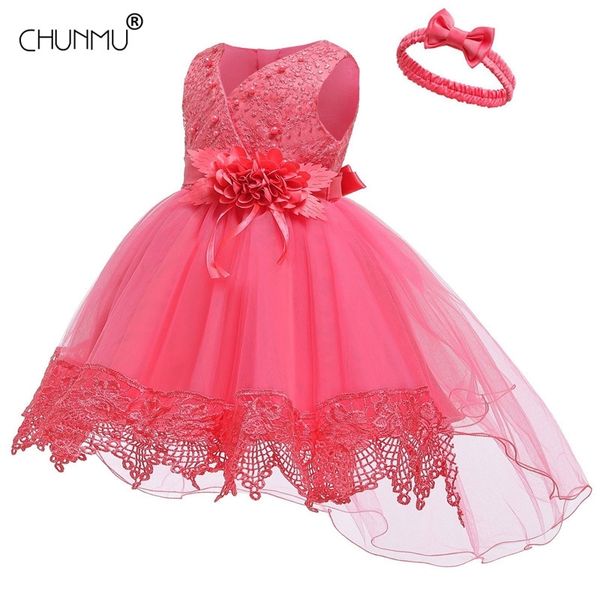 

baby dress embroidery tutu girl christening gowns 1 years birthday party dresses for infant 3m-24m costume 210508, Red;yellow