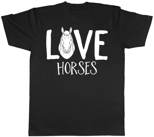 

love horses mens womens t-shirt, White;black