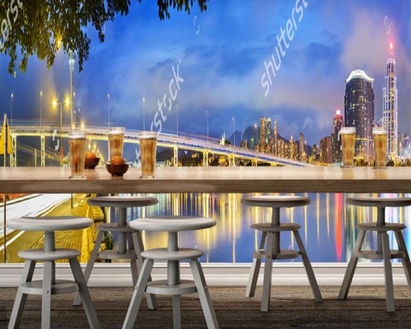 

wallpapers chinese wallpaper, landscape of macau at night, 3d po mural for the living room bedroom sofa background wall papel de parede