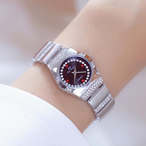 

wristwatches drop womens watch shockproof waterproof luxury ladies metal bracelets rhinestone brand watches, Slivery;brown
