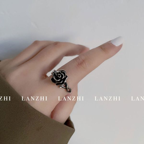 

new for women's simple opening 925 thai silver ring, Black