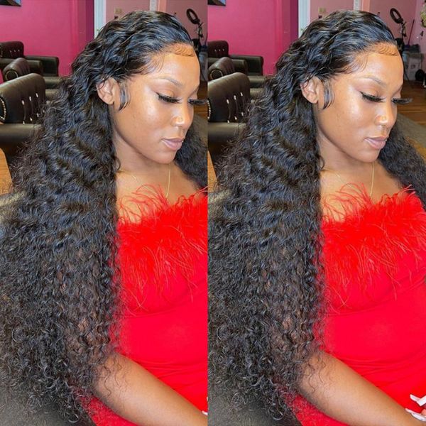 

lace wigs 13x4 frontal wig water wave human hair brazilian dwater preplucked for black women, Black;brown