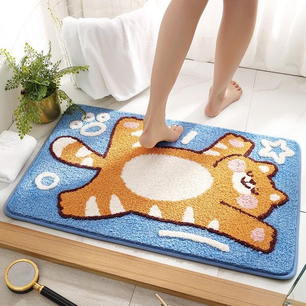

bath mats cute cartoon cat mat soft flocking anti-slip floor hallway entrance door water absorption rug for bedroom kitchen